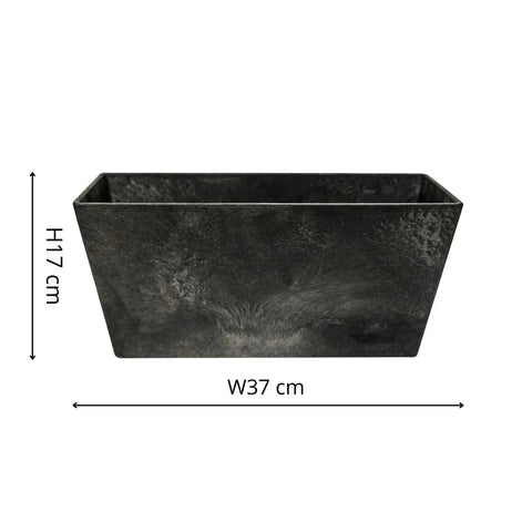 Lightweight Stone Composite Planter with Drainage System in Black