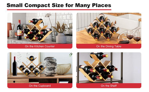 Compact and Exquisite 8 Bottle Wine rack with Bamboo Construction and Elegant Design