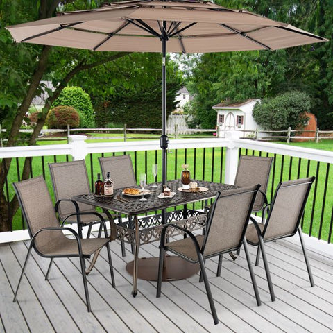 Outdoor 150cm Cast Aluminium Dining Table with Umbrella Hole in Bronze