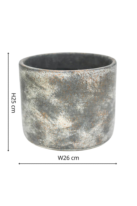 Versatile Round Indoor Planter with Dark Cement Finish