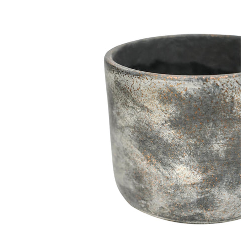 Versatile Round Indoor Planter with Dark Cement Finish