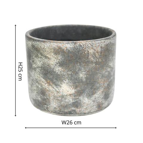 Versatile Round Indoor Planter with Dark Cement Finish
