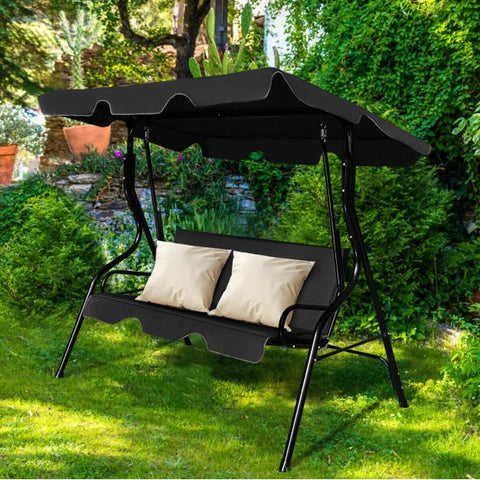 Summer Garden 2 Seater Swing Chair with Heavy-Duty Steel Frame and Canopy