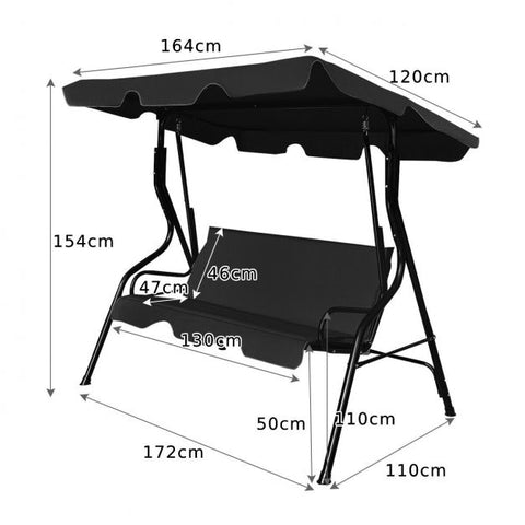 Summer Garden 2 Seater Swing Chair with Heavy-Duty Steel Frame and Canopy