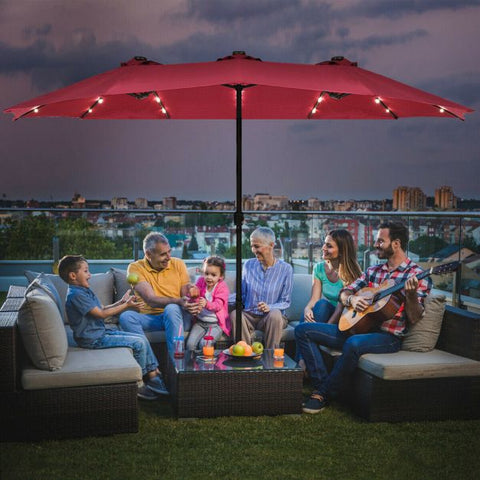Patio Large Crank Handle Umbrella with LED Lights