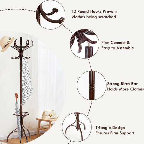 Practical Coat Rack with 360° Rotating Top and Stable Design