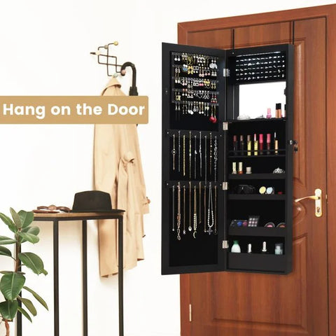 Practical Wall Mounted Jewellery Armoire with Lockable Feature and Multiple LED's