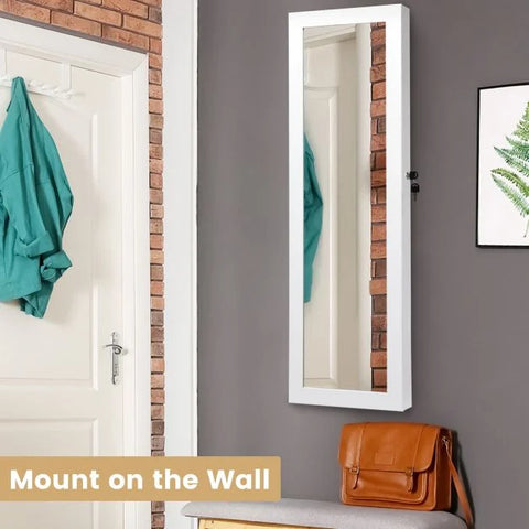 Practical Wall Mounted Jewellery Armoire with Lockable Feature and Multiple LED's