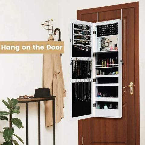 Practical Wall Mounted Jewellery Armoire with Lockable Feature and Multiple LED's
