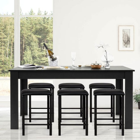 Practical Dining Table with Capacity of 6-8 People in Black