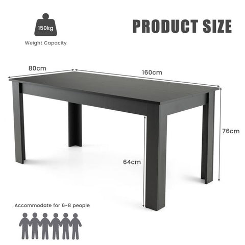 Practical Dining Table with Capacity of 6-8 People in Black