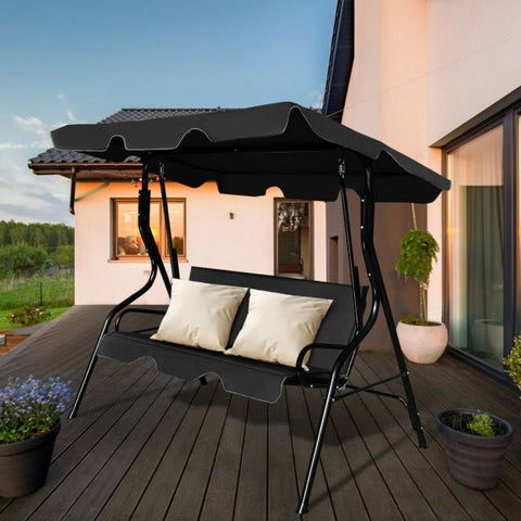 Summer Garden 2 Seater Swing Chair with Heavy-Duty Steel Frame and Canopy