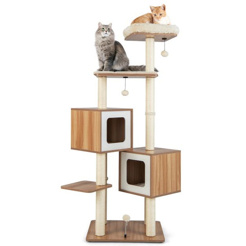 Elevate your Cat's World with a 163cm Tall Wooden Cat Tree