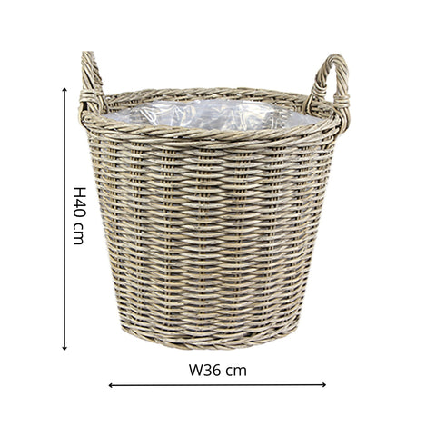 Natural Style Versatile Polyrattan Planter with Basket Shell