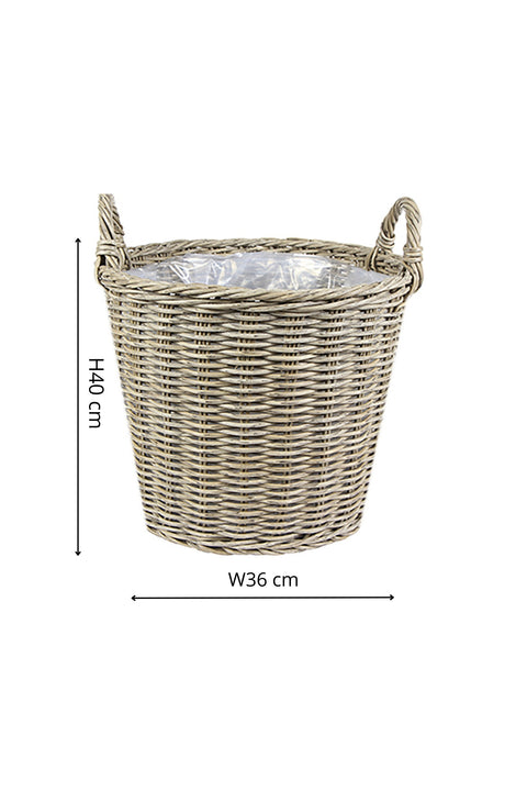 Natural Style Versatile Polyrattan Planter with Basket Shell