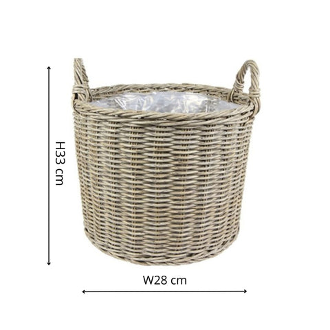 Natural Style Versatile Set of 2 Polyrattan Planters with Basket Shell