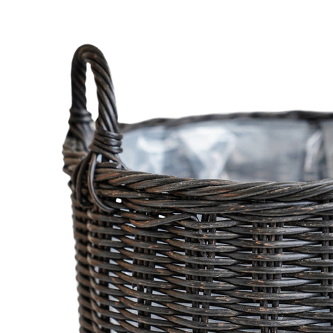 Willow Style Versatile Set of 2 Polyrattan Planters with Basket Shell