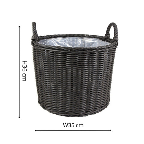 Willow Style Versatile Set of 2 Polyrattan Planters with Basket Shell