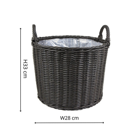Willow Style Versatile Set of 2 Polyrattan Planters with Basket Shell