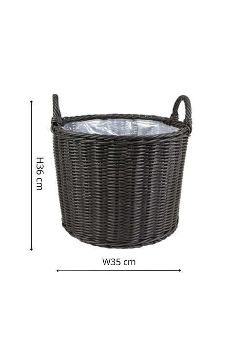 Willow Style Versatile Set of 2 Polyrattan Planters with Basket Shell