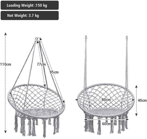 Fairy Hanging Swing Chair with Metal Rings