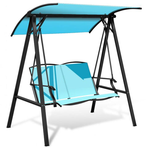 Summer Garden 2 Seater Swing Chair with Steel Frame and Adjustable Canopy in Tiffany