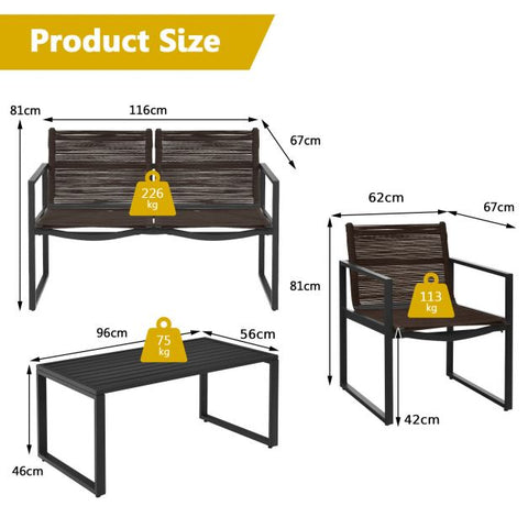 Garden Dining Set with Steel Frame and Ergonomical Design