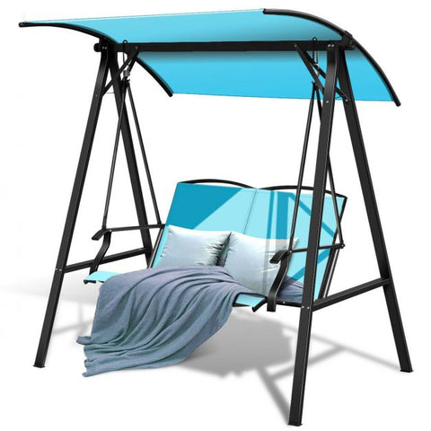 Summer Garden 2 Seater Swing Chair with Steel Frame and Adjustable Canopy in Tiffany