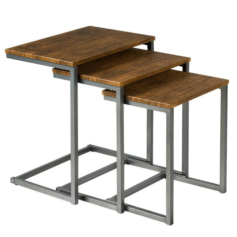 Compact Set of 3 Stackable Tables with Vintage Flair