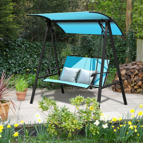 Summer Garden 2 Seater Swing Chair with Steel Frame and Adjustable Canopy in Tiffany