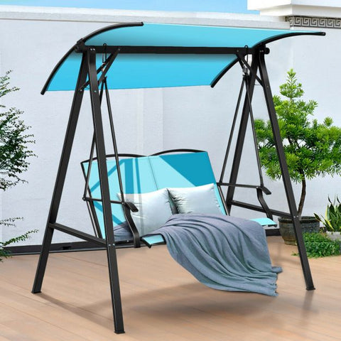 Summer Garden 2 Seater Swing Chair with Steel Frame and Adjustable Canopy in Tiffany