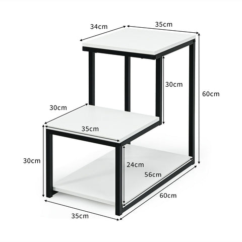 Modern Industrial Style Side Table with Square Design and 3 Tiers