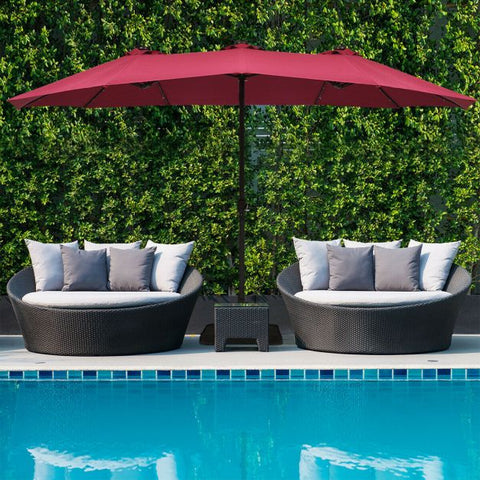 Patio Large Crank Handle Umbrella with LED Lights