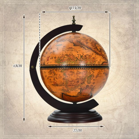 Vintage Inspired Globe Wine Holder with Map and Stable Design