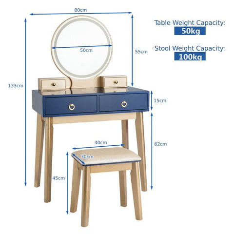Upper Class Dressing Table with Mirror and Stool