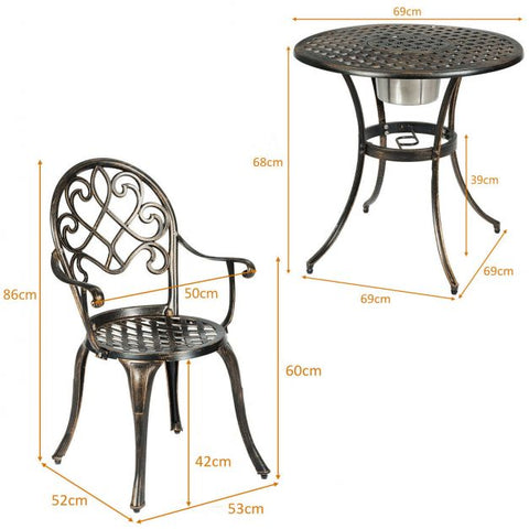 Garden Bistro Dining set with Aluminium and Removable Bucket in Antique Bronze