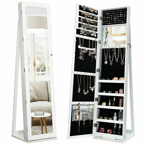 Original Standing Jewellery Mirror with Storages, Internal Mirror, Lock and Back Shelve