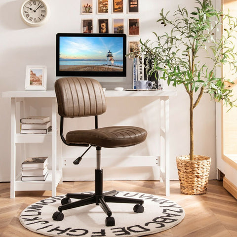 Adjustable Armless Chair with 360 Degree Rotating Seat Ergonomic Backrest