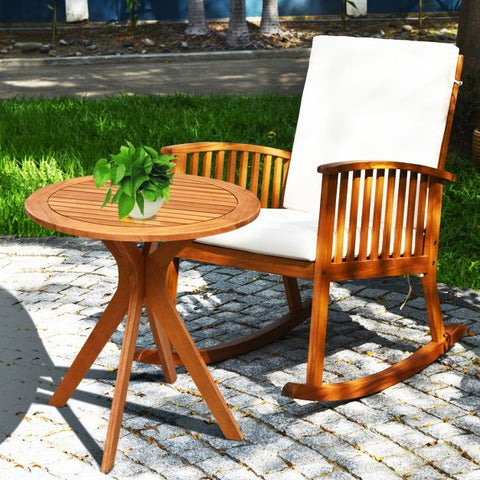 Patio 70cm Round Wooden table with X Base and Premium Solid Build