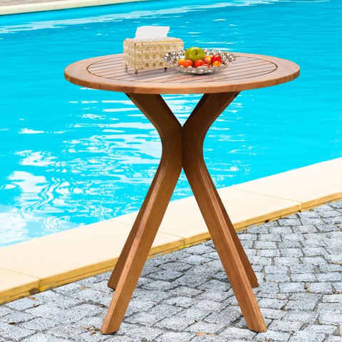 Patio 70cm Round Wooden table with X Base and Premium Solid Build