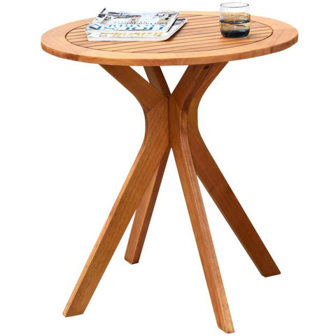 Patio 70cm Round Wooden table with X Base and Premium Solid Build