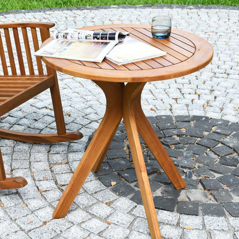 Patio 70cm Round Wooden table with X Base and Premium Solid Build