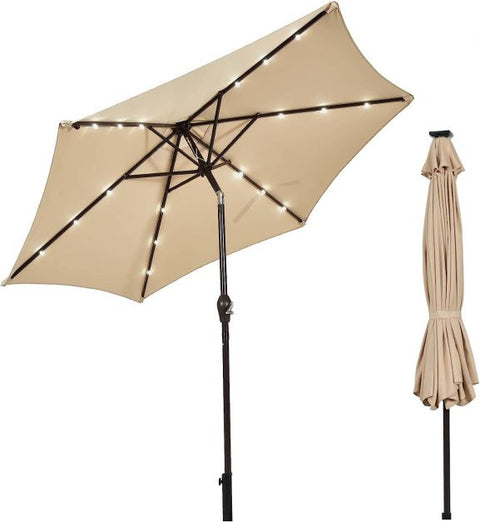 Dynamo 3m Solar Powered Outdoor Umbrella with LED Lights and Crank
