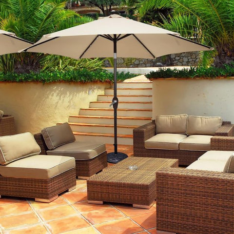 Dynamo 3m Solar Powered Outdoor Umbrella with LED Lights and Crank
