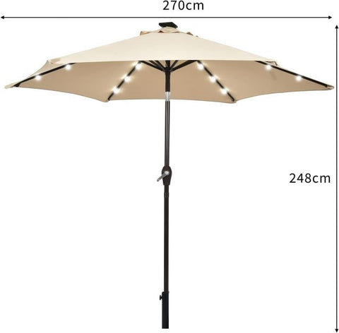 Dynamo 3m Solar Powered Outdoor Umbrella with LED Lights and Crank