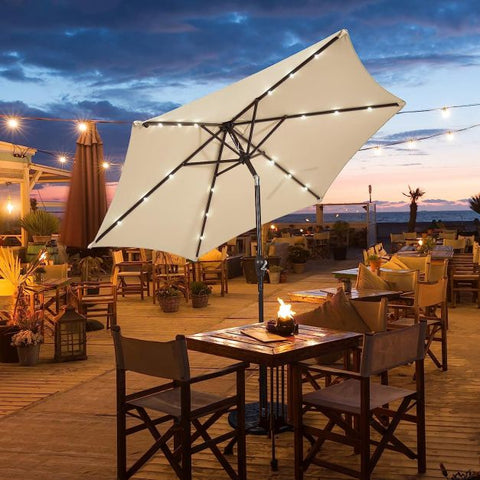 Dynamo 3m Solar Powered Outdoor Umbrella with LED Lights and Crank