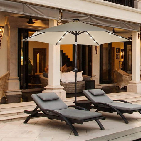 Dynamo 3m Solar Powered Outdoor Umbrella with LED Lights and Crank