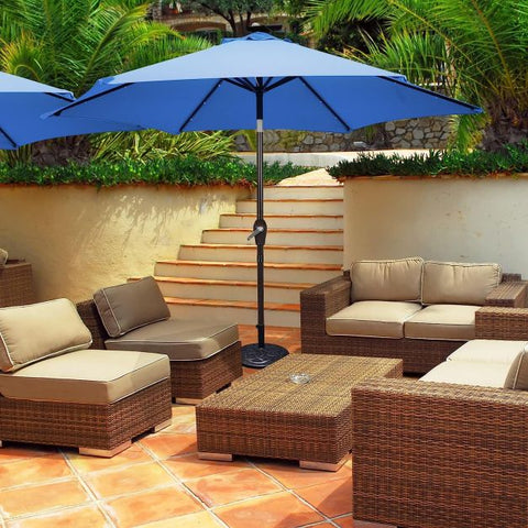 Dynamo 3m Solar Powered Outdoor Umbrella with LED Lights and Crank