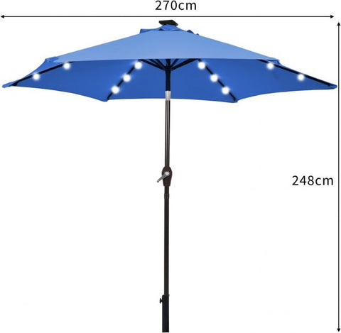 Dynamo 3m Solar Powered Outdoor Umbrella with LED Lights and Crank