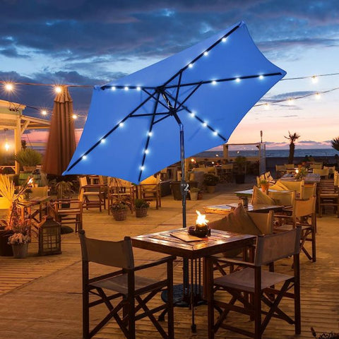 Dynamo 3m Solar Powered Outdoor Umbrella with LED Lights and Crank